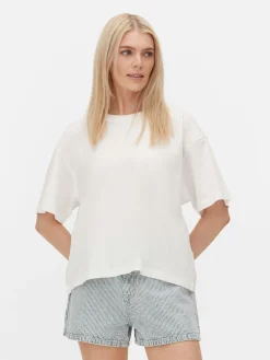 Hauts Et T-Shirts|Primark T-shirt Coupe Droite Blanc