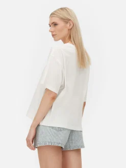 Hauts Et T-Shirts|Primark T-shirt Coupe Droite Blanc