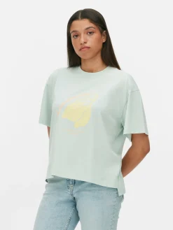 Hauts Et T-Shirts|Primark T-shirt Coupe Droite à Motif Graphique Vert menthe