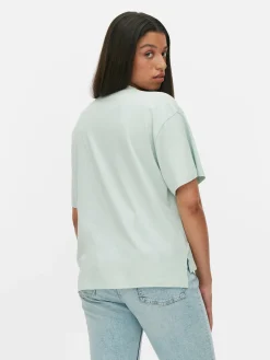 Hauts Et T-Shirts|Primark T-shirt Coupe Droite à Motif Graphique Vert menthe