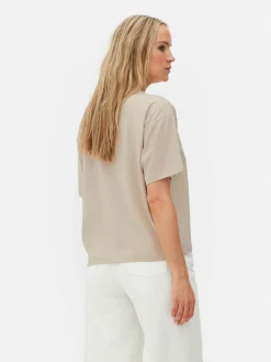 Hauts Et T-Shirts|Primark T-shirt Coupe Droite Oversize Grège