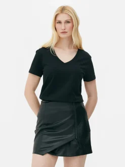 Hauts Et T-Shirts|Primark T-shirt Coupe Regular à Col En V Noir