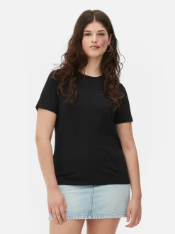 Hauts Et T-Shirts|Primark T-shirt Coupe Regular à Col Ras Du Cou Noir
