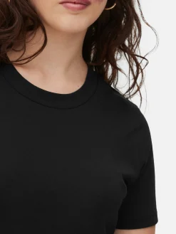 Hauts Et T-Shirts|Primark T-shirt Coupe Regular à Col Ras Du Cou Noir