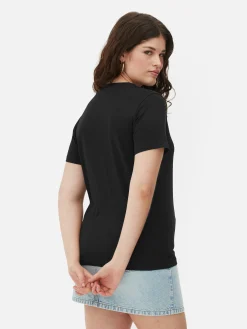 Hauts Et T-Shirts|Primark T-shirt Coupe Regular à Col Ras Du Cou Noir