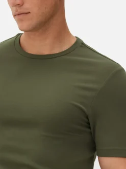 Hauts Et T-Shirts|Primark T-shirt Coupe Slim Kem Kaki