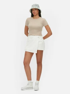 Hauts Et T-Shirts|Primark T-shirt Court à Manches Courtes Grège