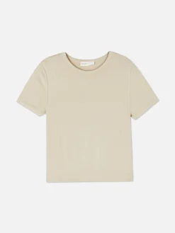 Hauts Et T-Shirts|Primark T-shirt Court à Manches Courtes Grège