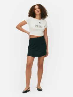 Hauts Et T-Shirts|Primark T-shirt Court Graphique Blanc