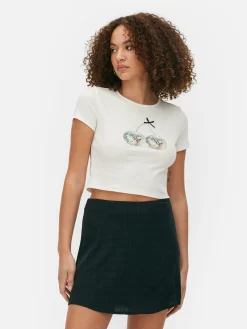 Hauts Et T-Shirts|Primark T-shirt Court Graphique Blanc