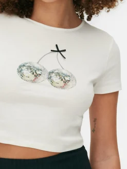 Hauts Et T-Shirts|Primark T-shirt Court Graphique Blanc