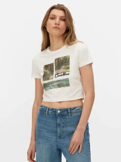 Hauts Et T-Shirts|Primark T-shirt Court Graphique Claude Monet Ivoire