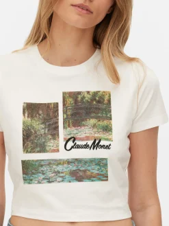 Hauts Et T-Shirts|Primark T-shirt Court Graphique Claude Monet Ivoire