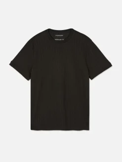 Hauts Et T-Shirts|Primark T-shirt Côtelé à Col Ras-du-cou Noir