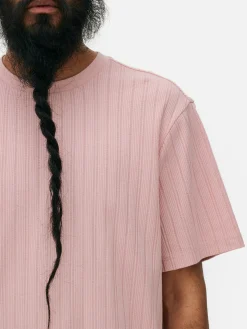 Hauts Et T-Shirts|Primark T-shirt Côtelé à Col Ras-du-cou Rose