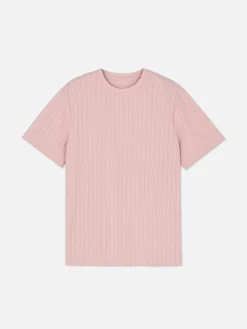 Hauts Et T-Shirts|Primark T-shirt Côtelé à Col Ras-du-cou Rose