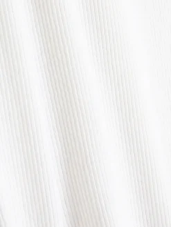 Hauts Et T-Shirts|Primark T-shirt Côtelé à Finition Festonnée à Coordonner Blanc