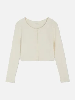 Hauts Et T-Shirts|Primark T-shirt Côtelé Boutonné Ivoire