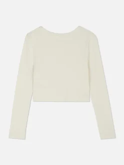 Hauts Et T-Shirts|Primark T-shirt Côtelé Boutonné Ivoire