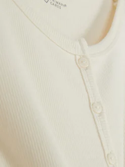 Hauts Et T-Shirts|Primark T-shirt Côtelé Boutonné Ivoire