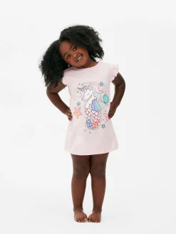 Pyjamas Et Vêtements De Nuit|Primark T-shirt De Nuit à Motif Hippocampe Licorne Rose clair