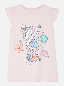 Pyjamas Et Vêtements De Nuit|Primark T-shirt De Nuit à Motif Hippocampe Licorne Rose clair