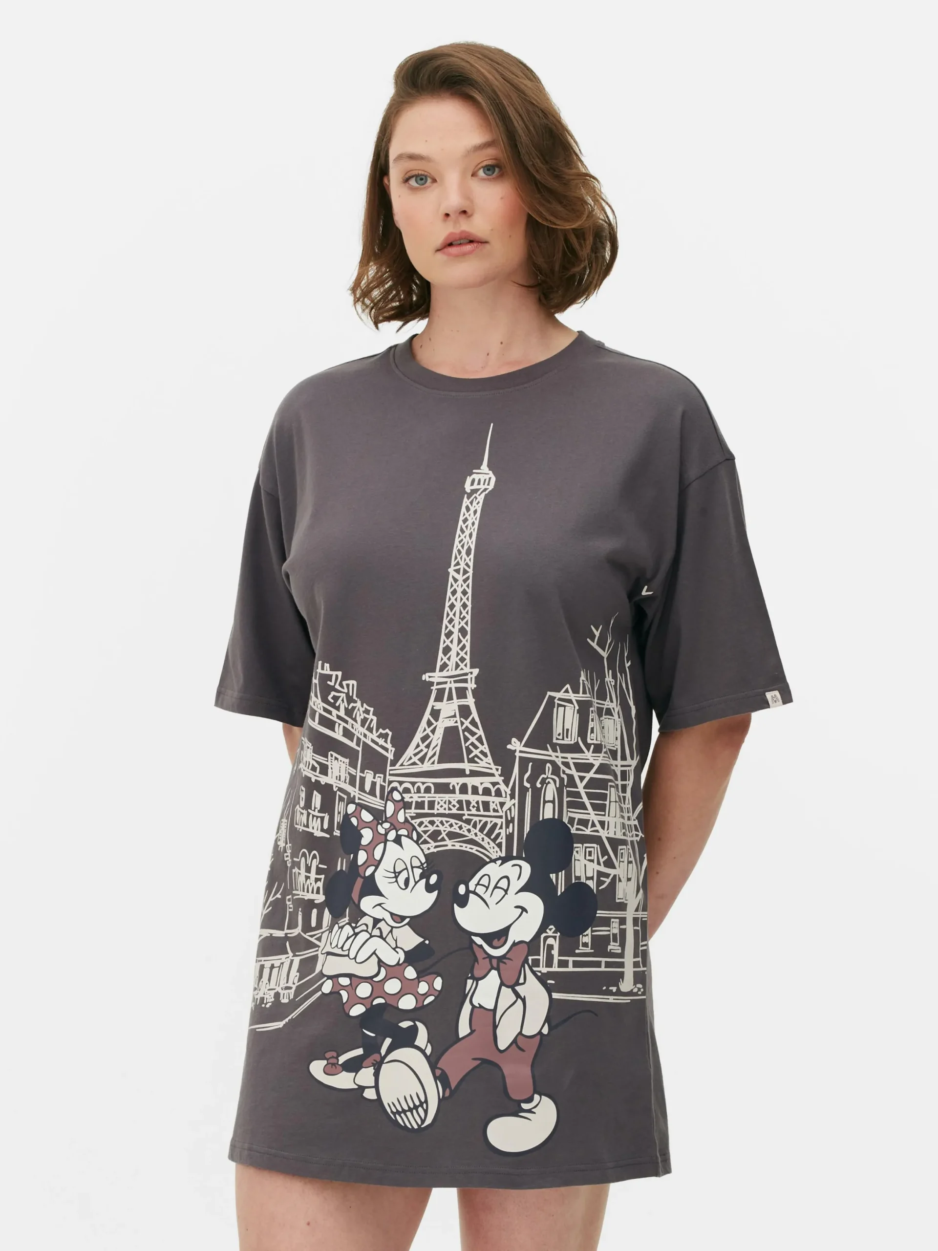 Chemises De Nuit Et Nuisettes|Primark T-shirt De Nuit Disney Mickey Mouse Et Minnie Mouse Anthracite
