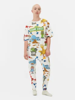 Hauts De Pyjama|Primark T-shirt De Nuit Graphique 1, Rue Sésame Blanc