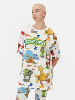 Hauts De Pyjama|Primark T-shirt De Nuit Graphique 1, Rue Sésame Blanc