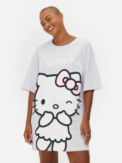 Chemises De Nuit Et Nuisettes|Primark T-shirt De Nuit Oversize Hello Kitty Gris chiné
