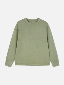 Hauts Et T-Shirts|Primark T-shirt Délavé à Manches Longues Vert