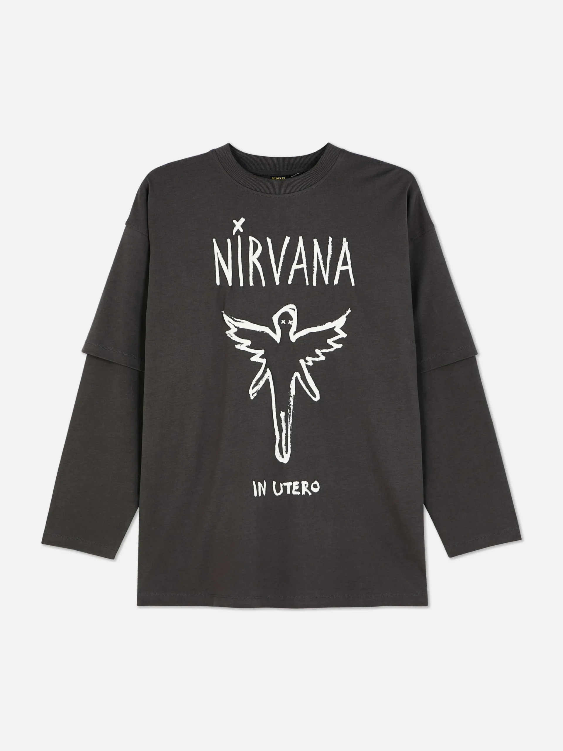 Hauts Et T-Shirts|Primark T-shirt Double épaisseur Nirvana Anthracite