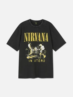 T-Shirts Et Sweat-Shirts À Motifs|Hauts Et T-Shirts|Primark T-shirt Effet Délavé Nirvana Noir