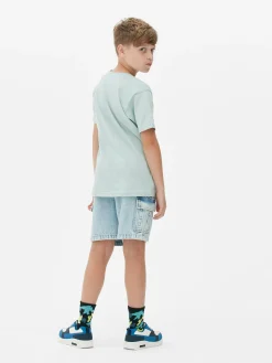 Hauts Et T-Shirts|Primark T-shirt En Coton Graphique Bleu sarcelle