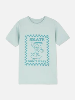 Hauts Et T-Shirts|Primark T-shirt En Coton Graphique Bleu sarcelle