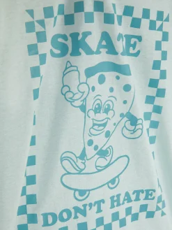 Hauts Et T-Shirts|Primark T-shirt En Coton Graphique Bleu sarcelle