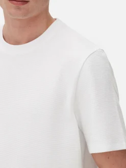 Hauts Et T-Shirts|Primark T-shirt En Maille Ottoman Côtelée Blanc