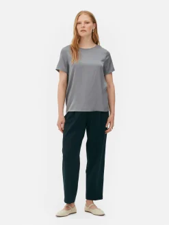 Hauts Et T-Shirts|Primark T-shirt En Satin à Manches Courtes The Edit Gris clair