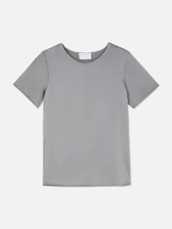 Hauts Et T-Shirts|Primark T-shirt En Satin à Manches Courtes The Edit Gris clair