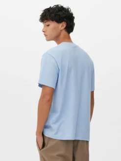 Hauts Et T-Shirts|Primark T-shirt Gaufré à Col Ras-du-cou Bleu