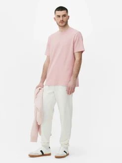 Hauts Et T-Shirts|Primark T-shirt Gaufré à Col Ras-du-cou Rose
