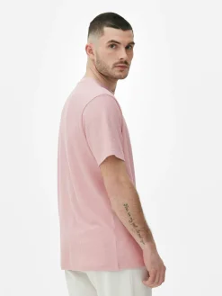 Hauts Et T-Shirts|Primark T-shirt Gaufré à Col Ras-du-cou Rose