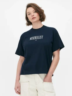Hauts Et T-Shirts|Primark T-shirt Graphique à Coupe Décontractée Bleu marine