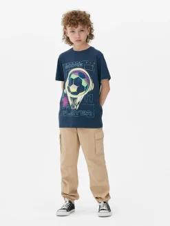 Hauts Et T-Shirts|Primark T-shirt Graphique à Manches Courtes Bleu marine