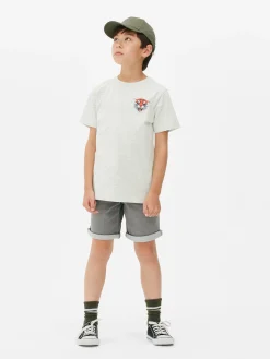 Hauts Et T-Shirts|Primark T-shirt Graphique à Manches Courtes Gris chiné