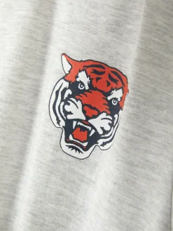 Hauts Et T-Shirts|Primark T-shirt Graphique à Manches Courtes Gris chiné