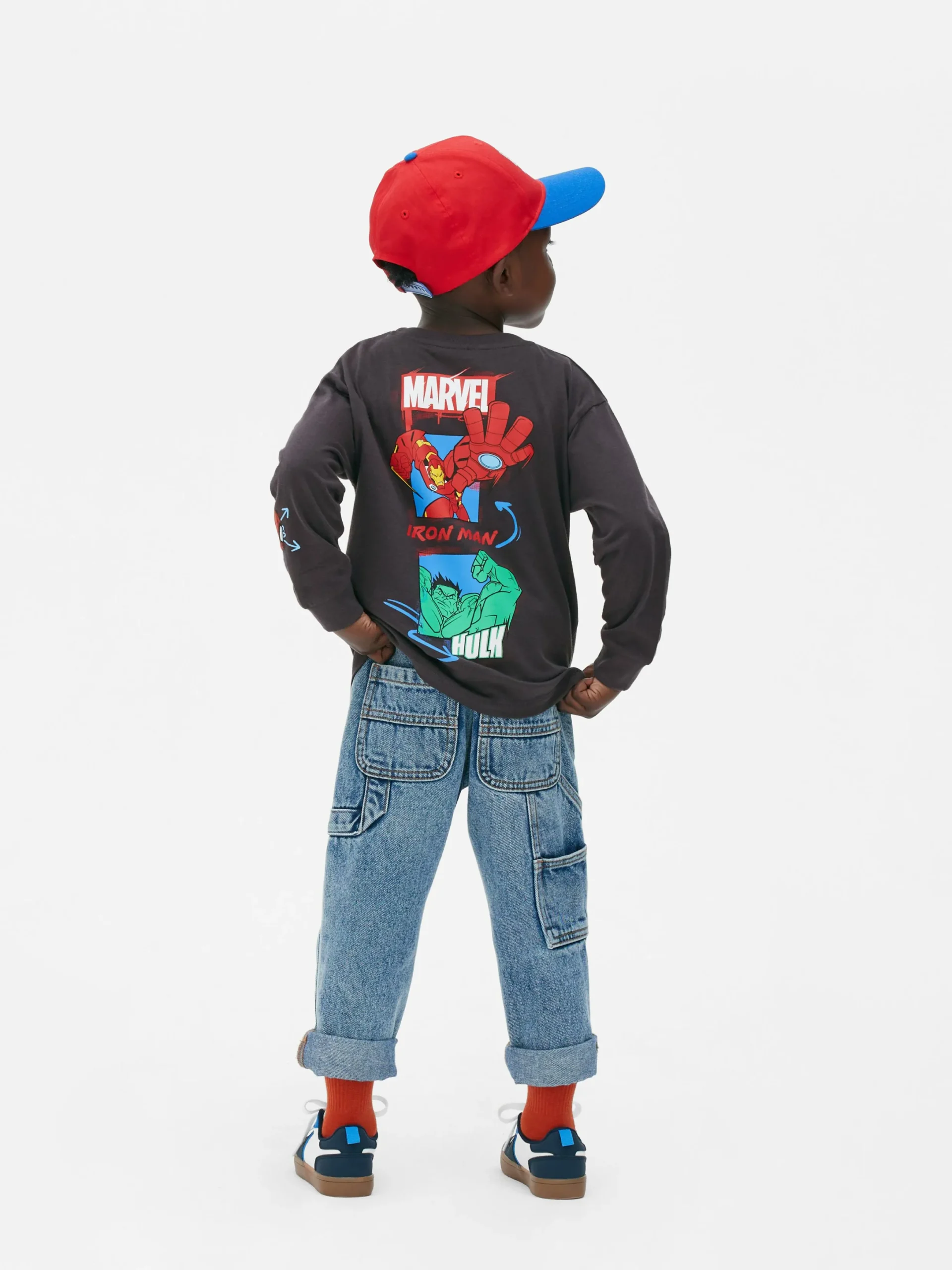 Hauts Et T-Shirts|Primark T-shirt Graphique à Manches Longues MARVEL Avengers Anthracite