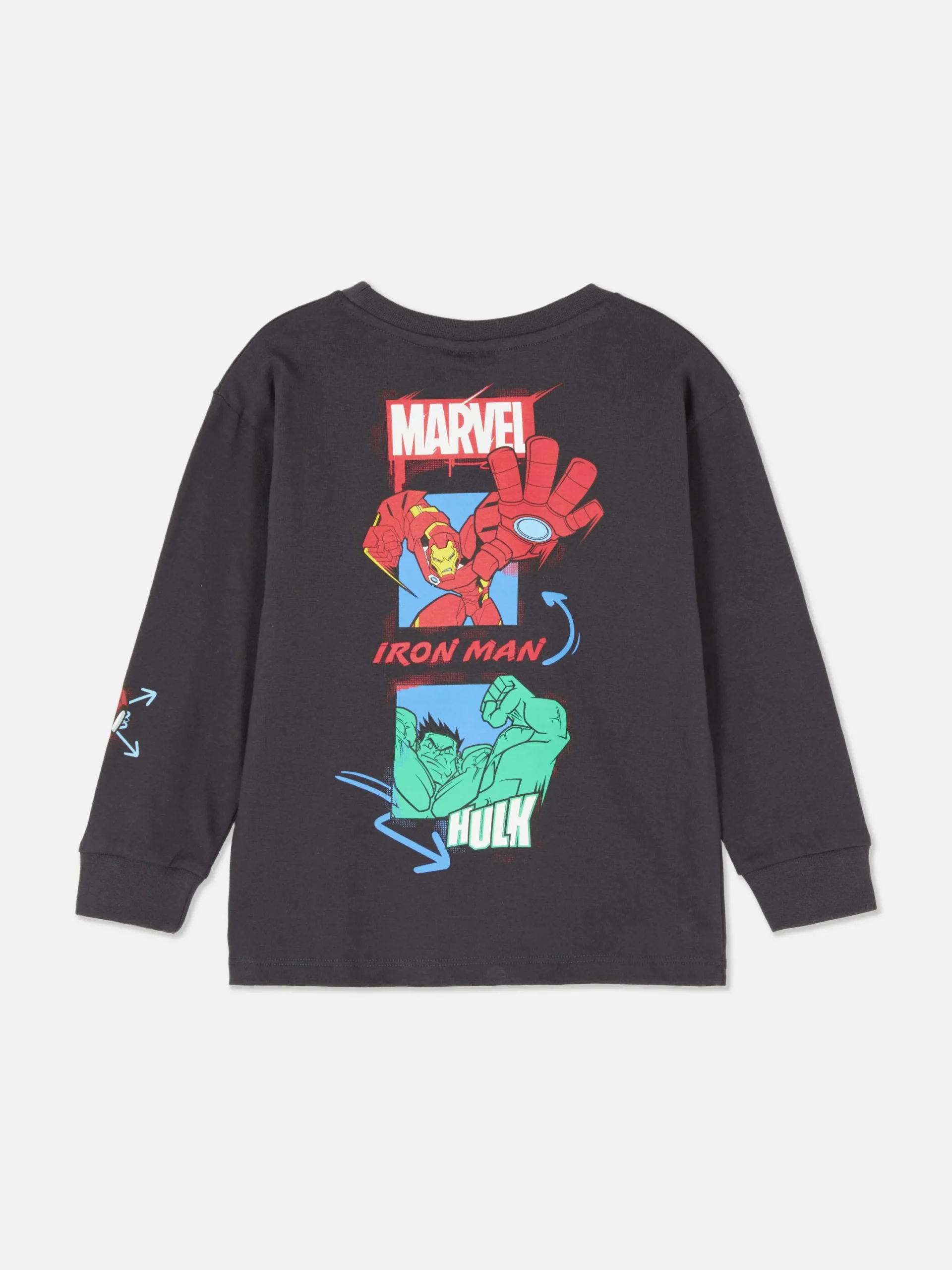 Hauts Et T-Shirts|Primark T-shirt Graphique à Manches Longues MARVEL Avengers Anthracite