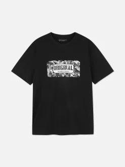 Hauts Et T-Shirts|Primark T-shirt Graphique à Motif Pochoir Original Noir