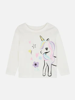 Hauts Et T-Shirts|Primark T-shirt Graphique Licorne Blanc